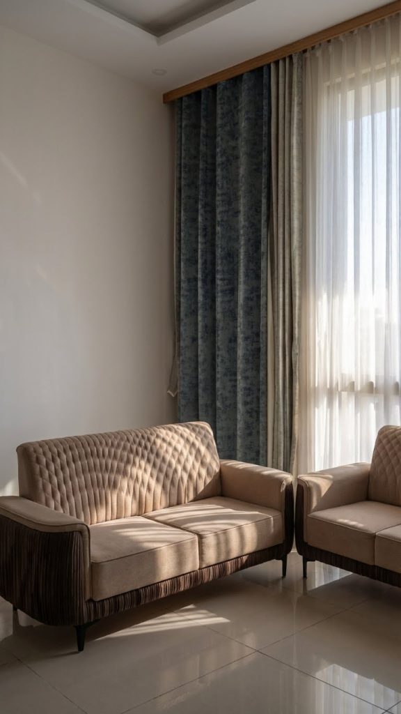 Sofa and curtains at ask furnishing gallery